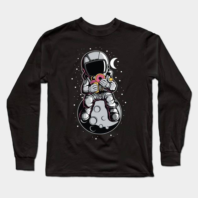 Astronaut Eating Donuts Long Sleeve T-Shirt by kim.id